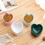 Heart-shaped Ceramic Cat Bowl - Image 2